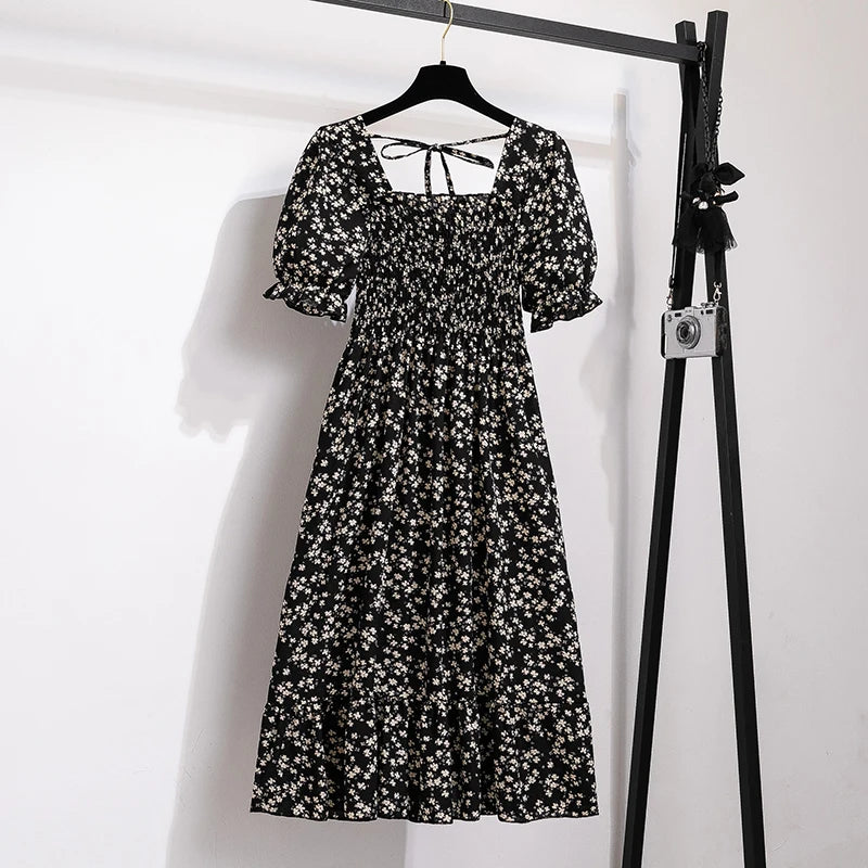 Lena Women's Summer Dress | A-Line, Elastic Waist, Short Sleeve - 16