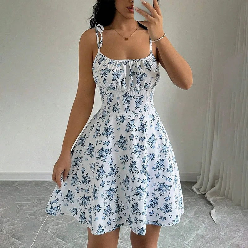 Lina Women's Sundress | Floral Spaghetti Strap Beach Dress - 8