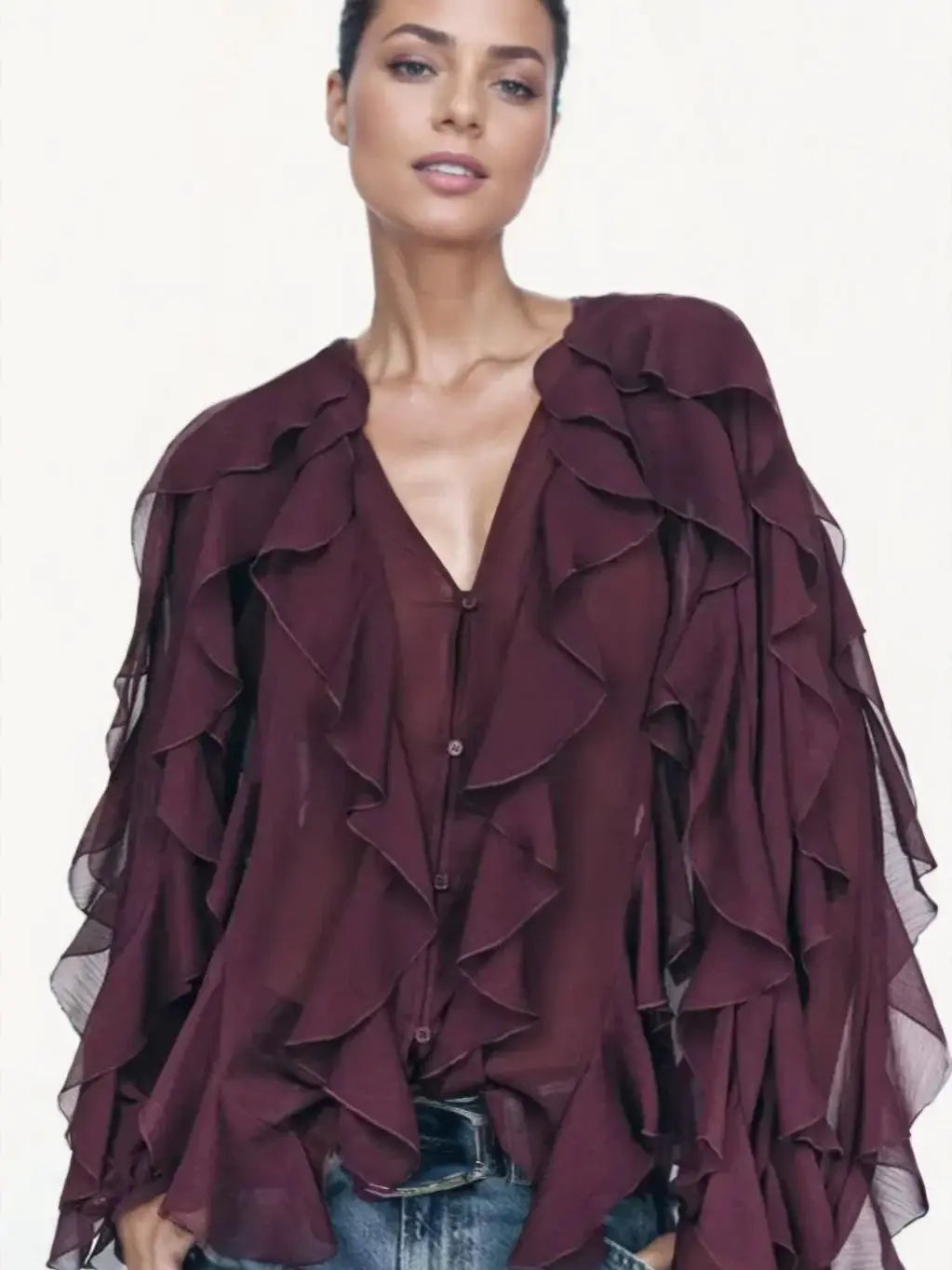 Lina Women's Layered Blouse | Elegant V-Neck Design - 1