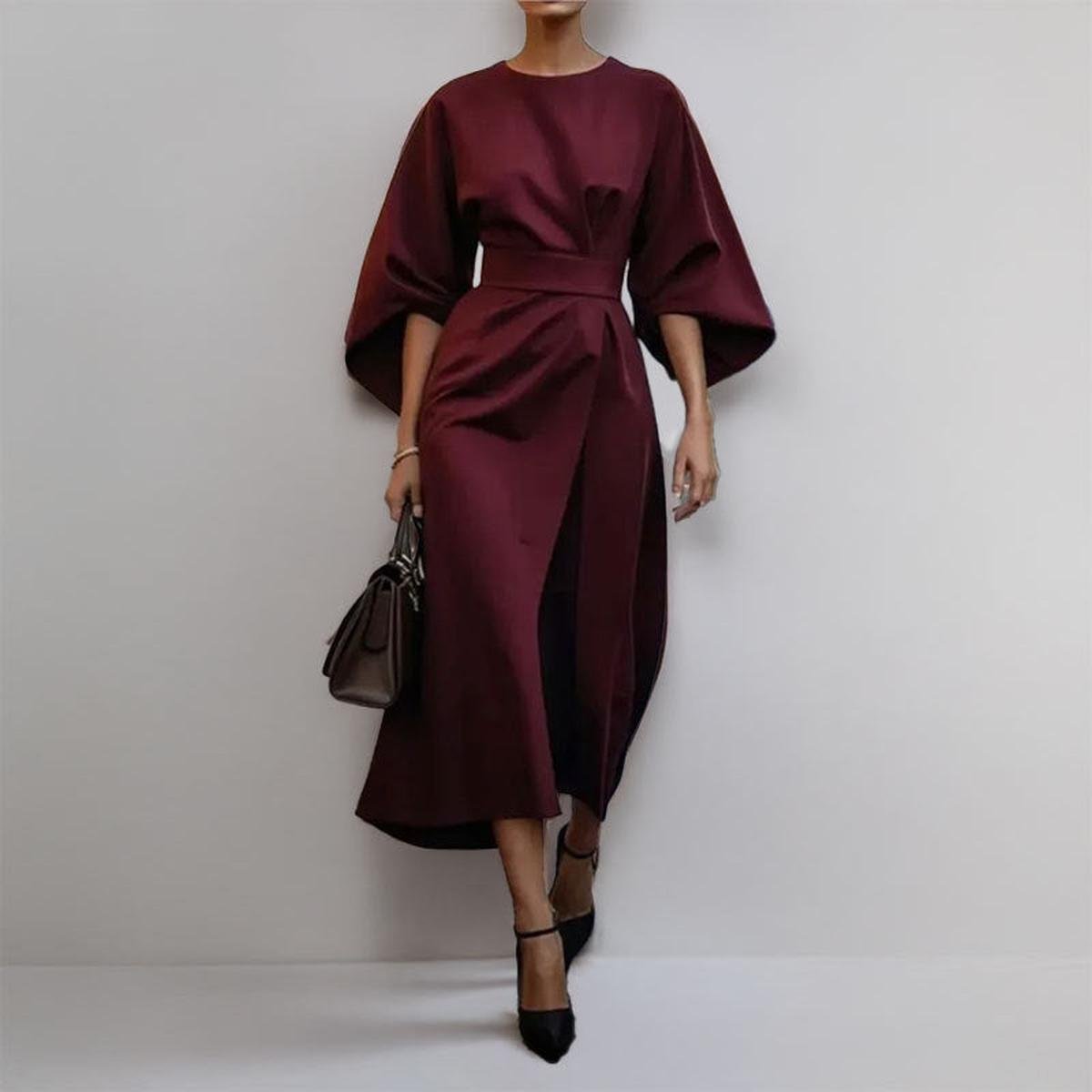 Eldra Women's Maxi Dress | Satin Feel, Elegant Evening Wear - 5