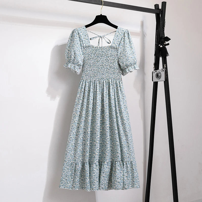 Lena Women's Summer Dress | A-Line, Elastic Waist, Short Sleeve - 15