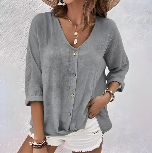 Mara Women's Blouse | Relaxed Fit, Soft V-Neck Summer Top - 2