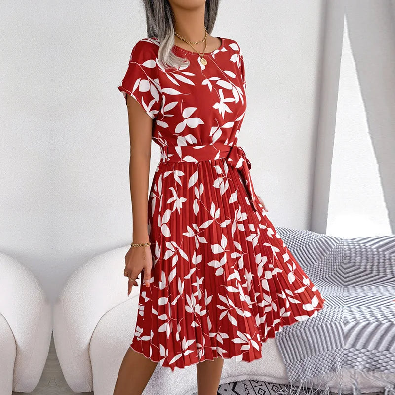 Wendy Women's A-Line Dress | Floral Pleated Design - 9