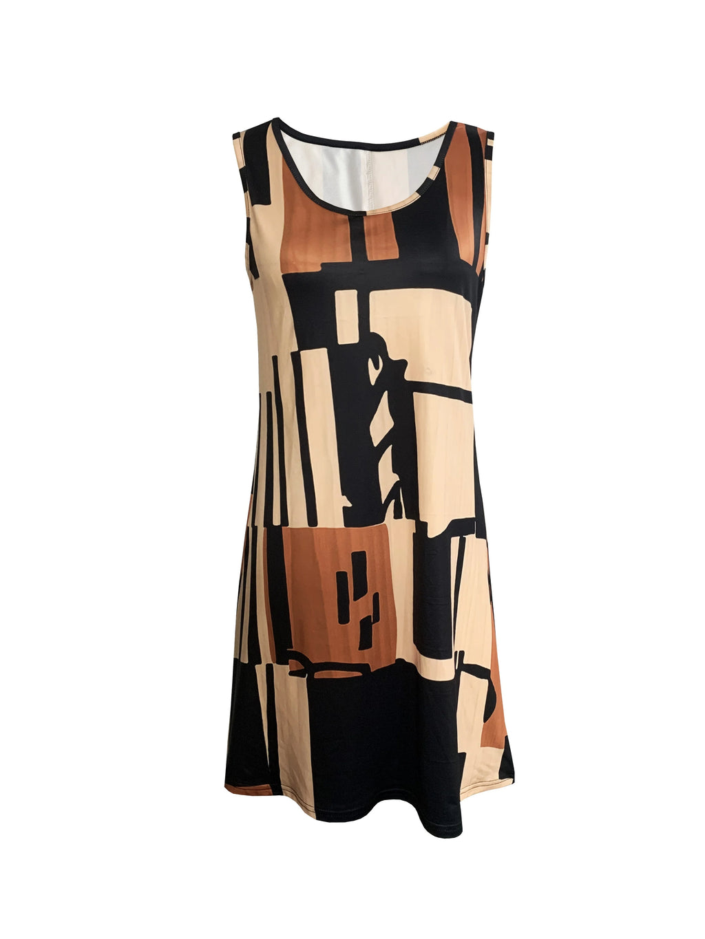 Gina Women's Midi Dress | Geometric Pattern, Sleeveless - 3