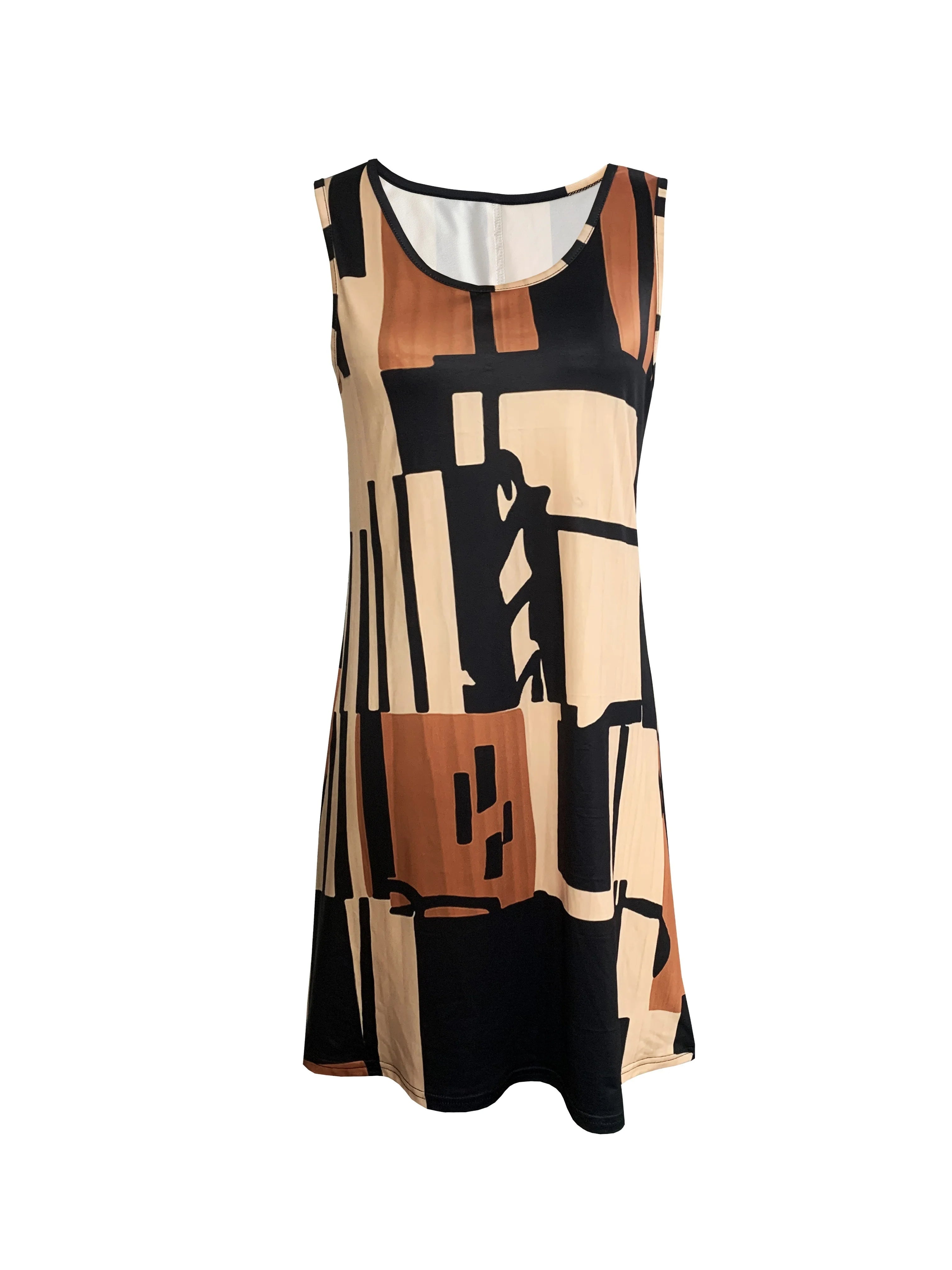 Gina Women's Midi Dress | Geometric Pattern, Sleeveless - 3