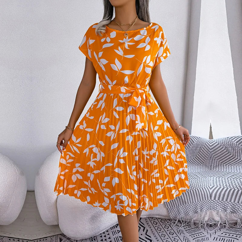 Wendy Women's A-Line Dress | Floral Pleated Design - 11
