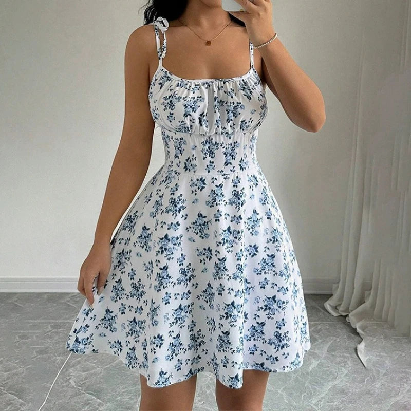 Lina Women's Sundress | Floral Spaghetti Strap Beach Dress - 2
