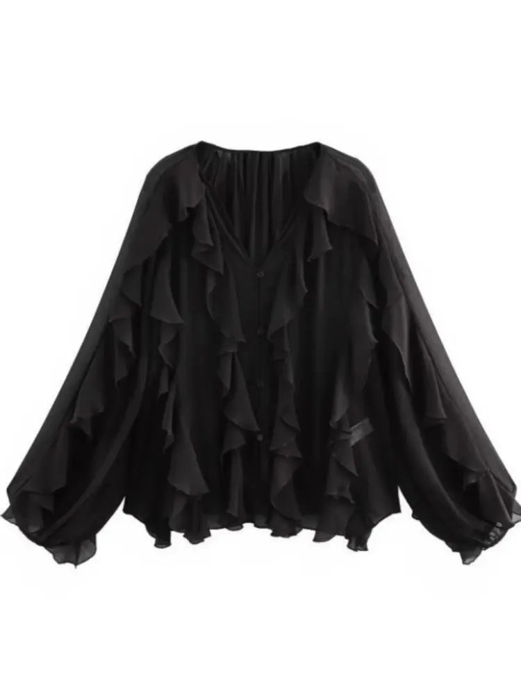 Lina Women's Layered Blouse | Elegant V-Neck Design - 8