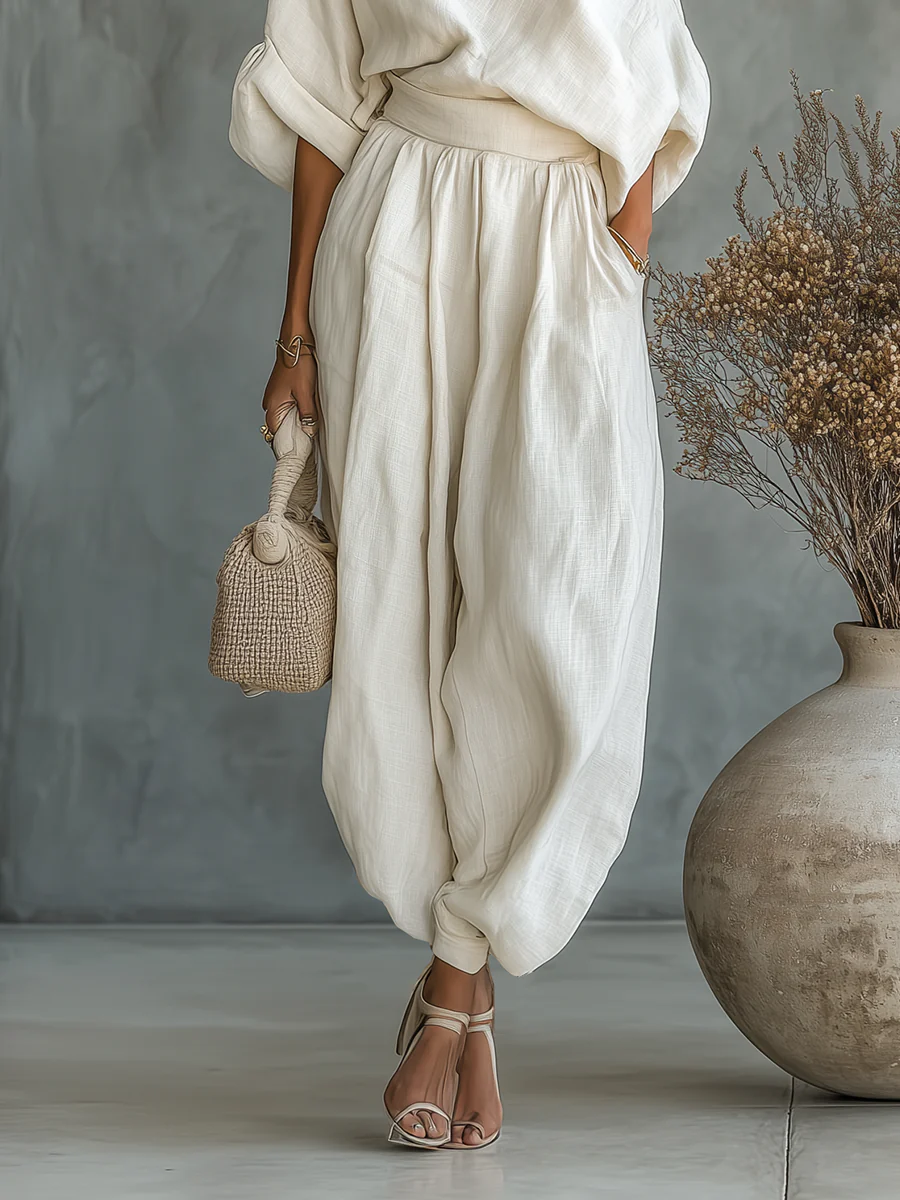 Mila Women's Set | Off-Shoulder Loungewear Top & Tapered Trousers - 3