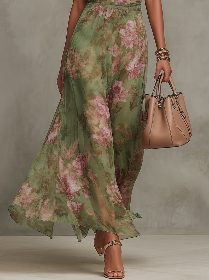 Celia Women's Maxi Dress | Floral Chiffon, Elegant Halter Design - 4