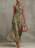 Celia Women's Maxi Dress | Floral Chiffon, Elegant Halter Design - 1