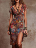 Indira Women's Midi Dress | Bohemian Sunset Print, Lightweight Flowing Fabric - 1