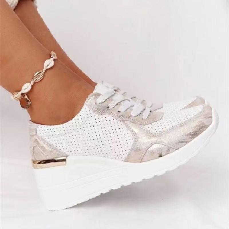 Catrin Women's Trainers | Stylish Platform Lace-Up with Wedge Sole - 8