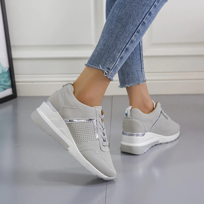 Catrin Women's Trainers | Stylish Platform Lace-Up with Wedge Sole - 10