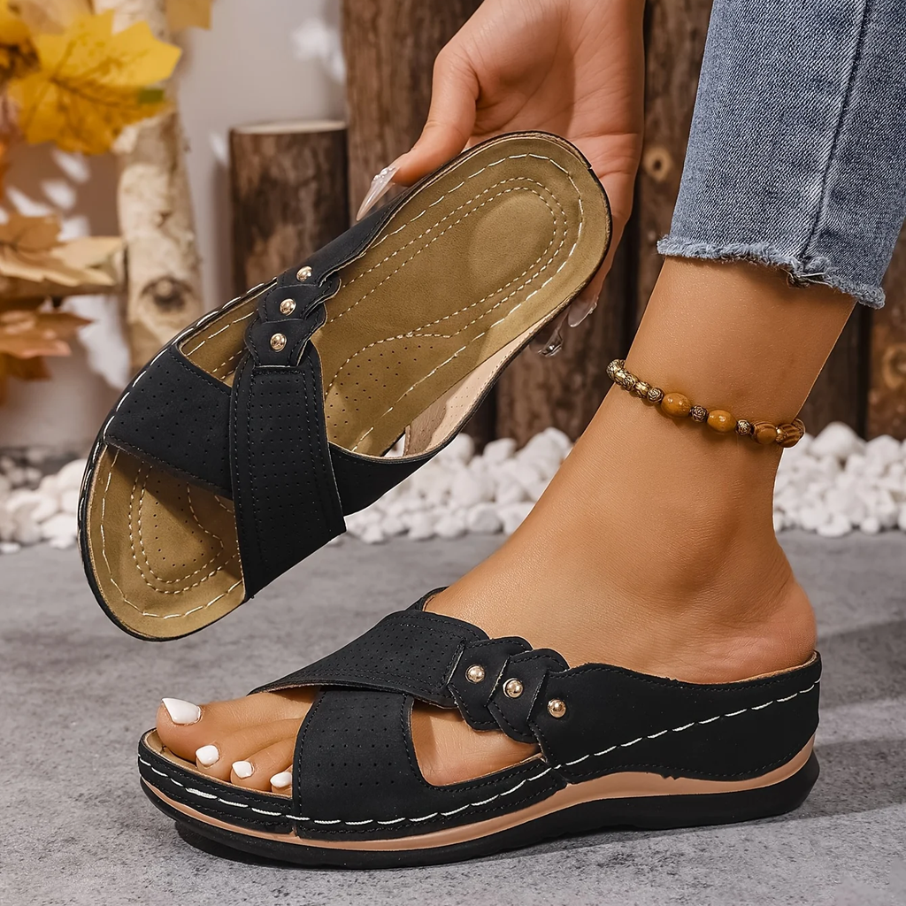 Pina Women's Wedge Sandals | Orthopaedic Support, Lightweight, Anti-Slip - 9