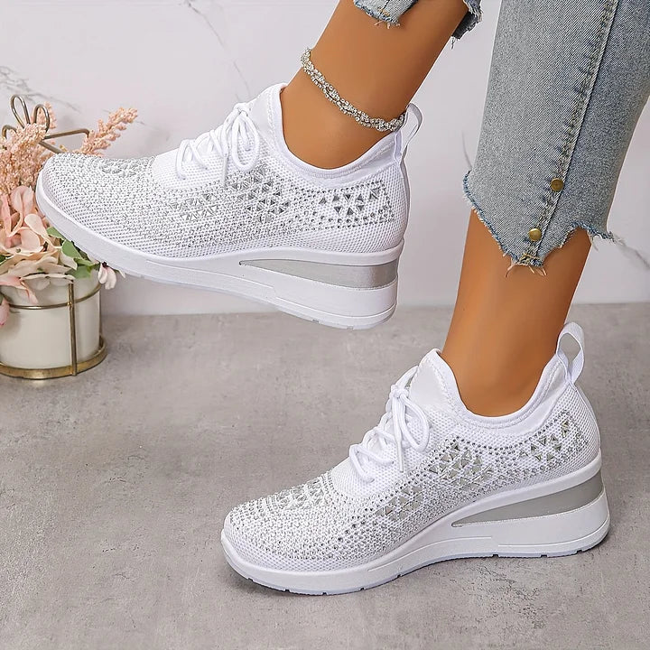 Bella Women's Sneakers | White Slip-On Design, Orthopedic Support - 3
