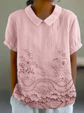Lina Women's Blouse | Floral Embroidery, Soft Pink - 1