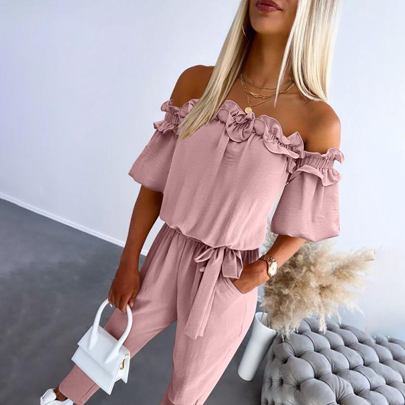 Off-Shoulder Women's Jumpsuit with Tie-Waist – Chic Black Jumpsuit for Day and Night Wear - 6