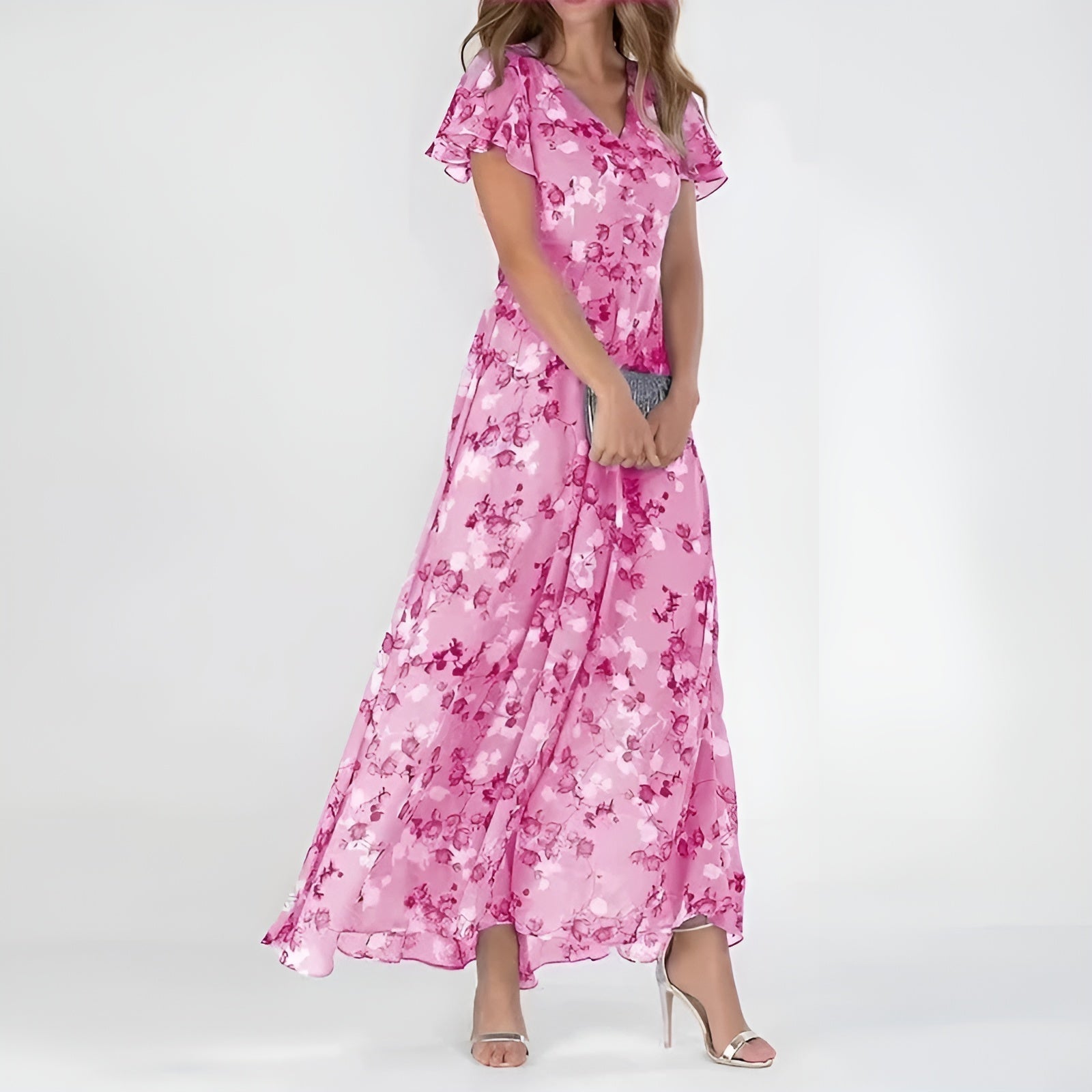 Perry Women's Maxi Dress | Watercolor Floral Print, Summer Elegance - 5
