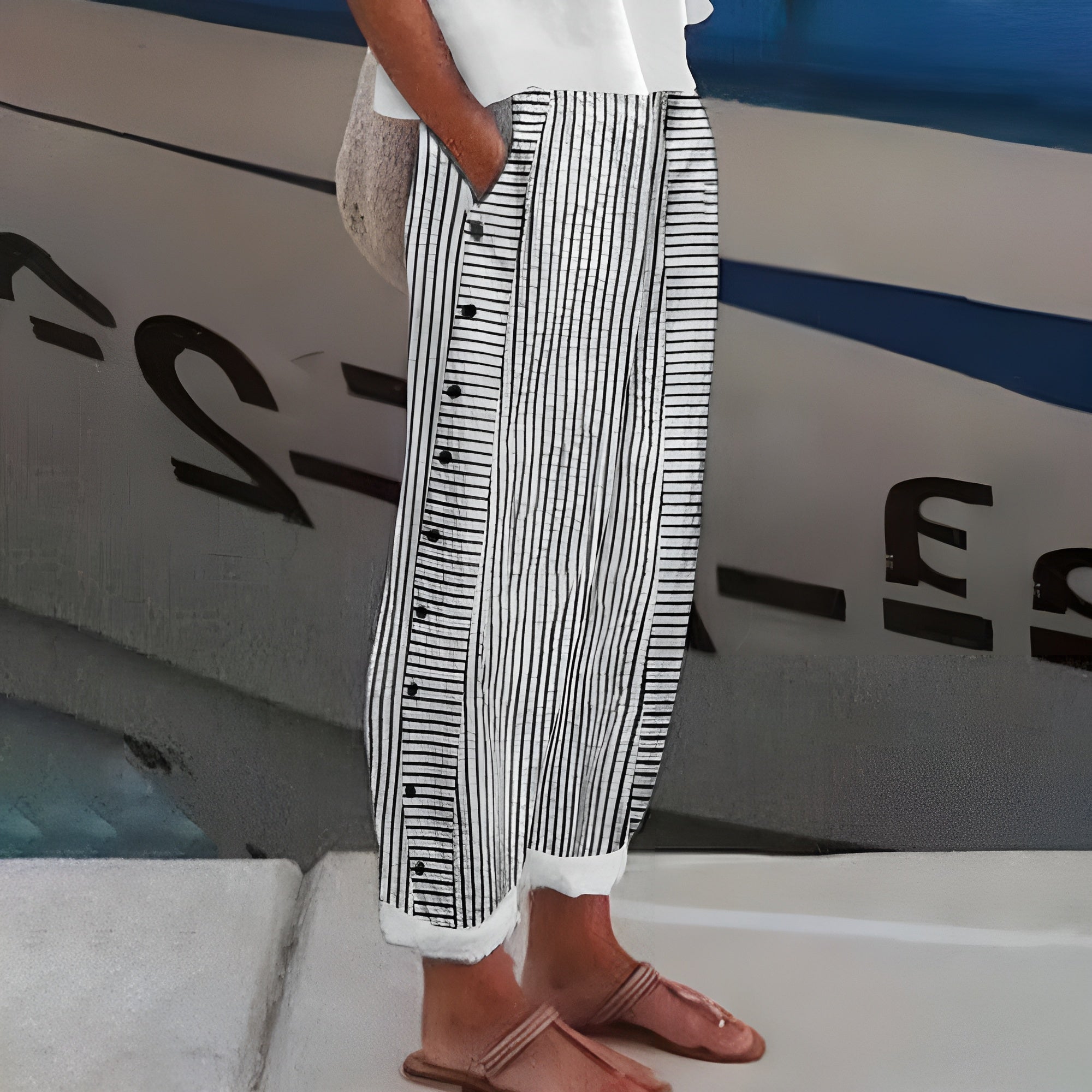 Arvina Women's Wide Leg Trousers | Lightweight Linen Pants, Breathable Summer Style - 2