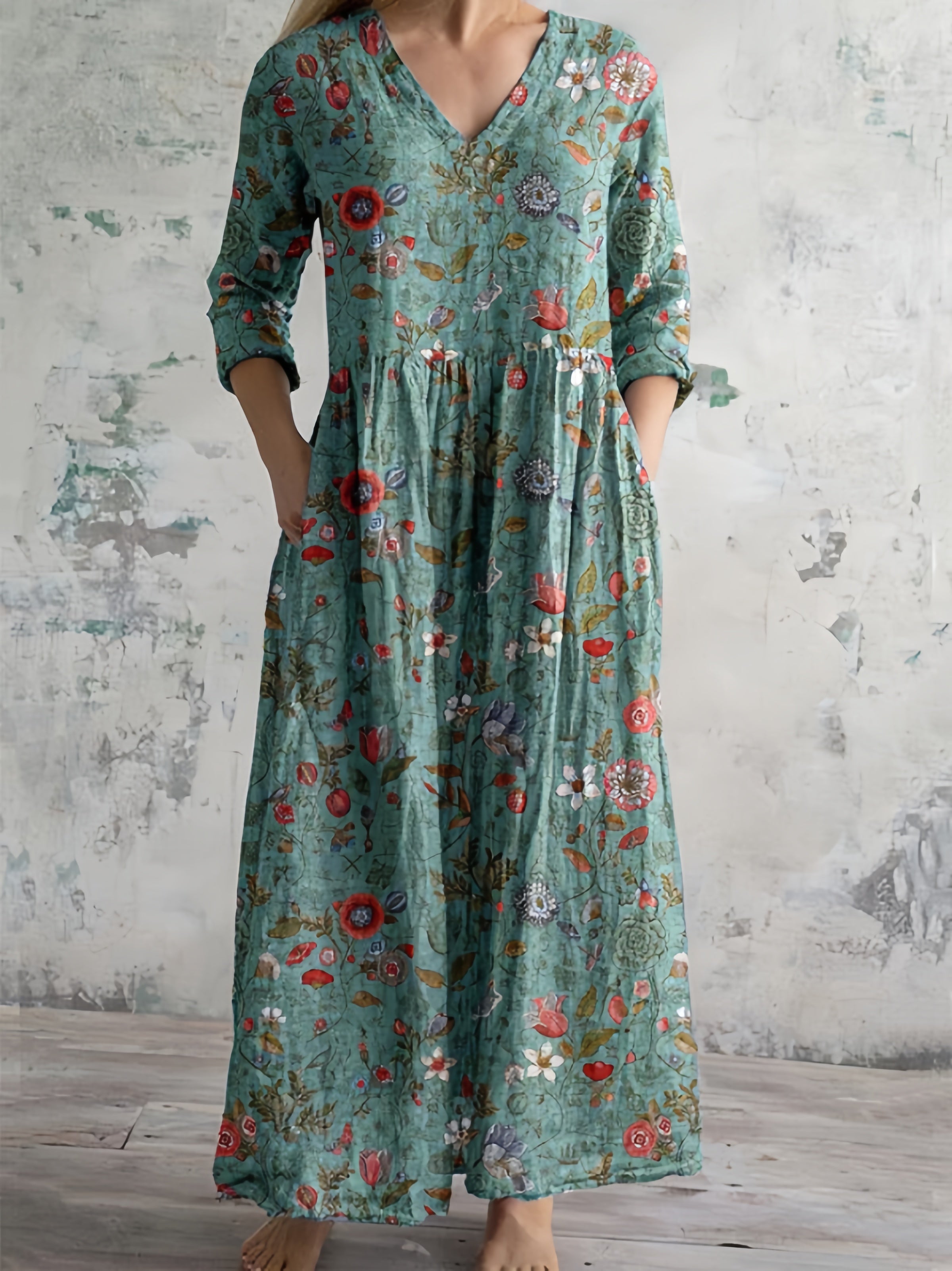 Rosa Women's Maxi Dress | Vintage Floral Print, Elegant Summer Style - 2