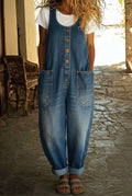 Saylor Women's Denim Overalls | Soft Cotton, Vintage Washed - 1