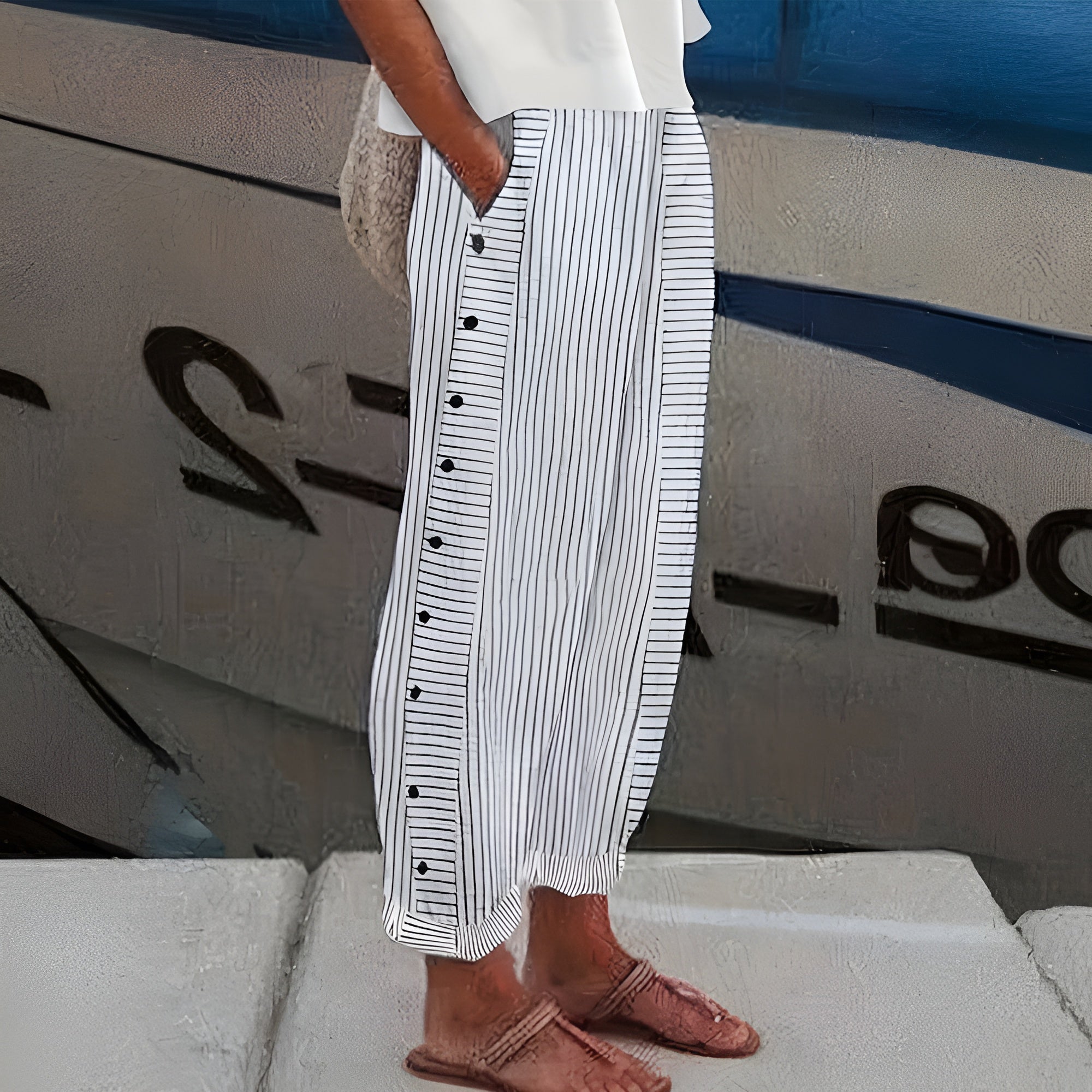 Arvina Women's Wide Leg Trousers | Lightweight Linen Pants, Breathable Summer Style - 3