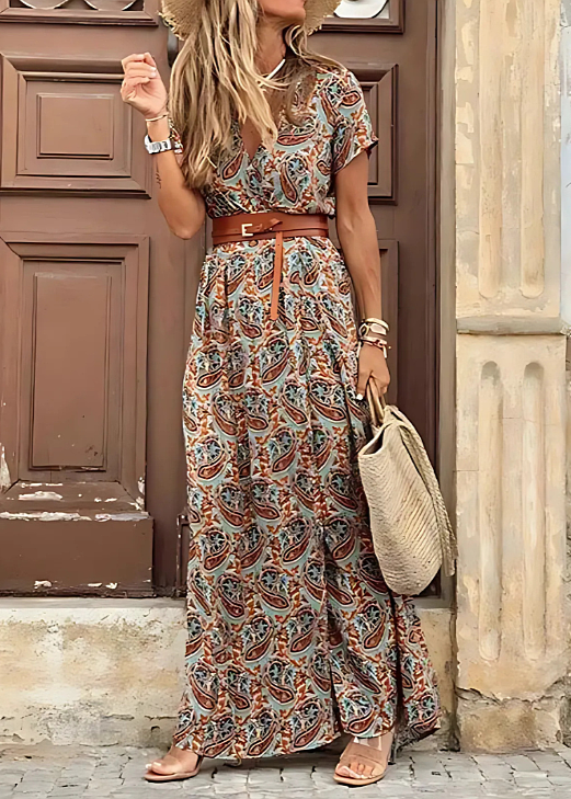 Jasmine Women's Maxi Dress | Airy Boho Style with Matching Belt, Lightweight Summer Dress - 5