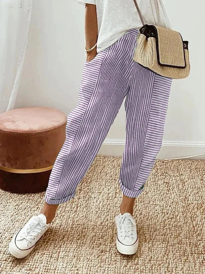 Fiona Women's Trousers | Comfortable Fit, Vertical Stripe Design - 3