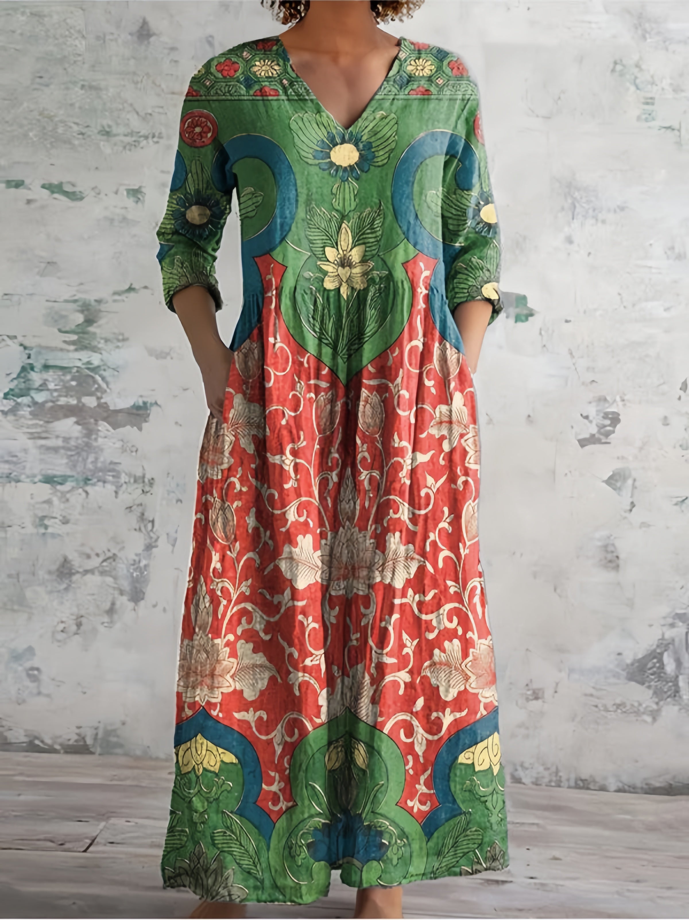 Rosa Women's Maxi Dress | Vintage Floral Print, Elegant Summer Style - 1