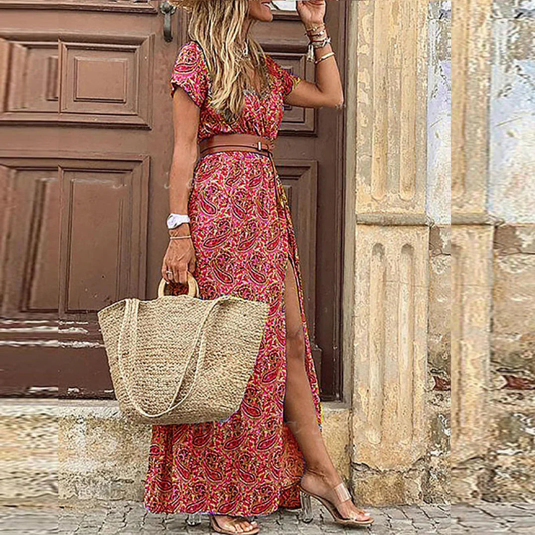 Jasmine Women's Maxi Dress | Airy Boho Style with Matching Belt, Lightweight Summer Dress - 4