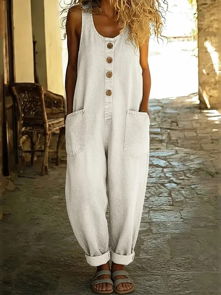 Saylor Women's Denim Overalls | Soft Cotton, Vintage Washed - 4