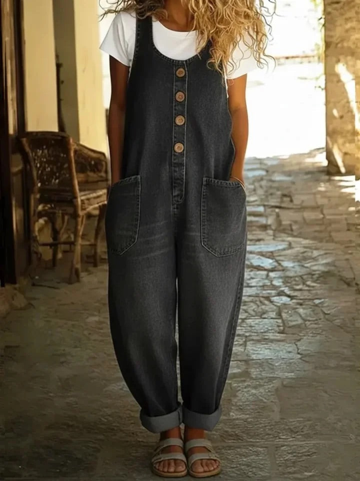 Saylor Women's Denim Overalls | Soft Cotton, Vintage Washed - 2