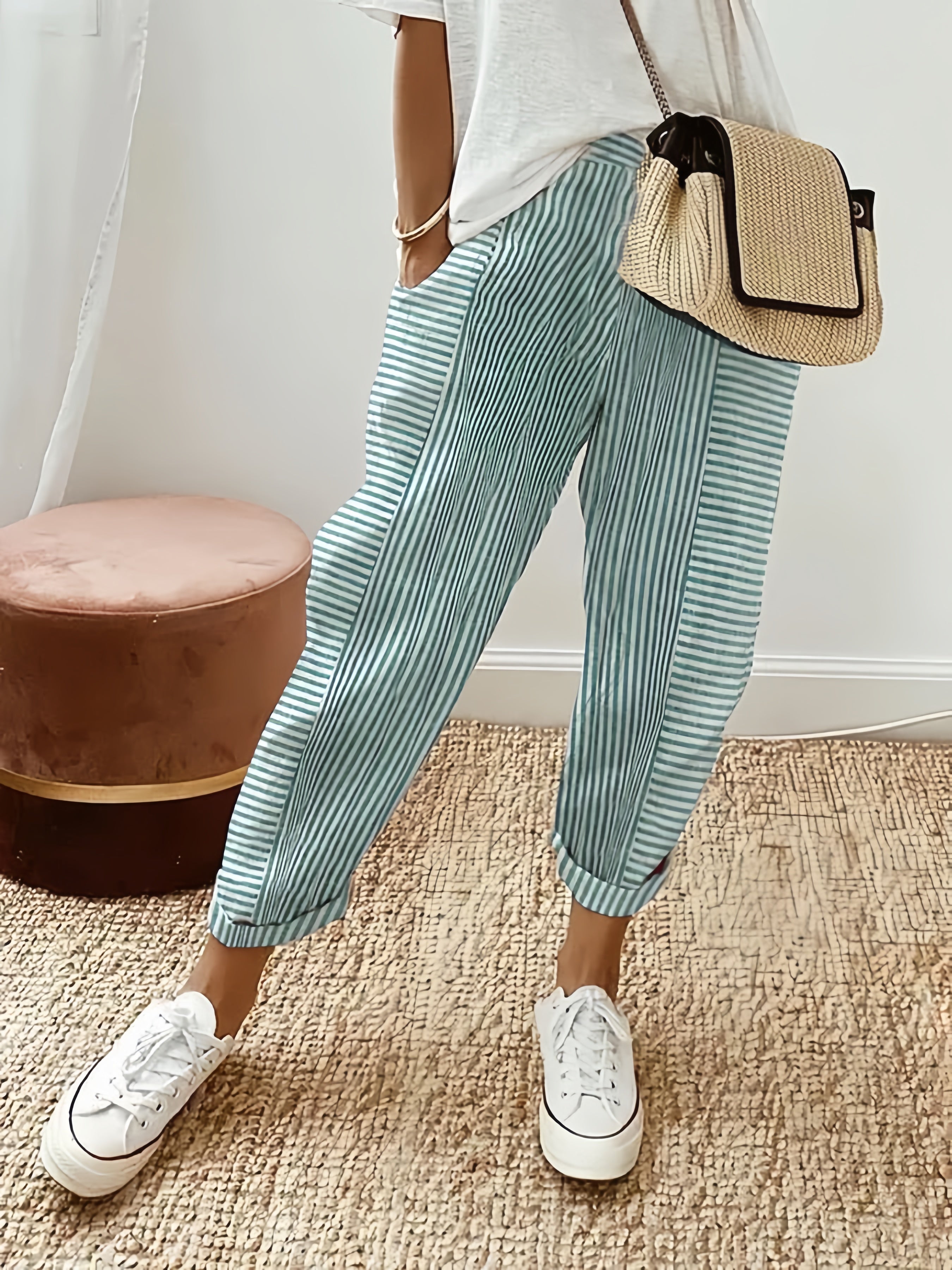 Fiona Women's Trousers | Comfortable Fit, Vertical Stripe Design - 4