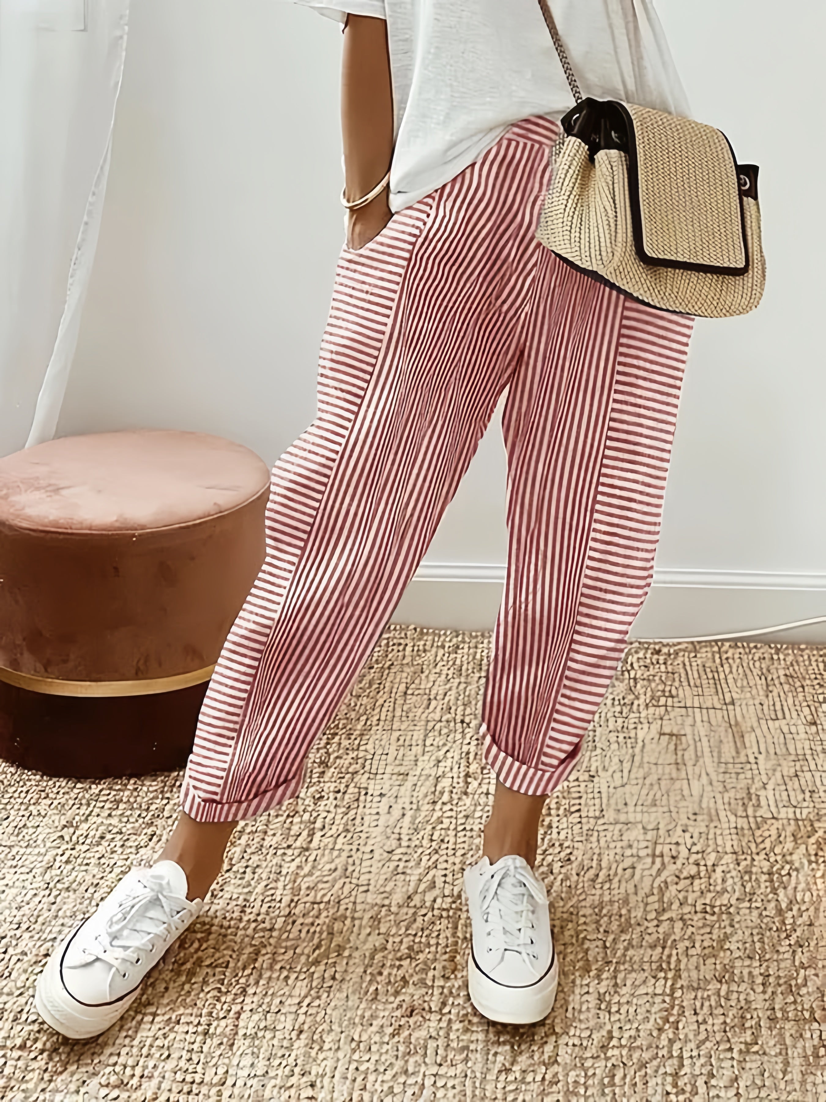 Fiona Women's Trousers | Comfortable Fit, Vertical Stripe Design - 6