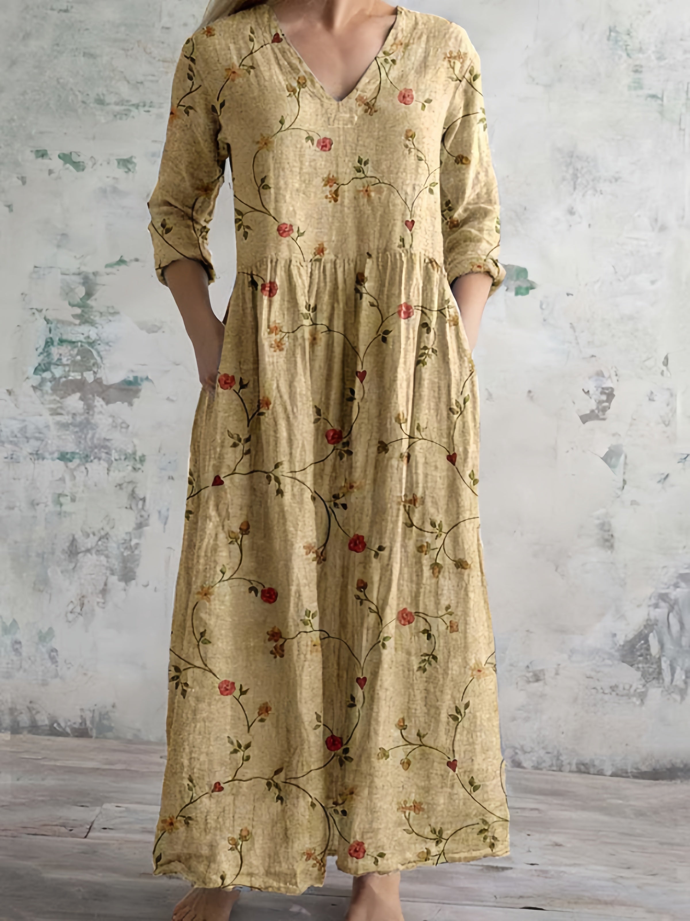 Rosa Women's Maxi Dress | Vintage Floral Print, Elegant Summer Style - 3